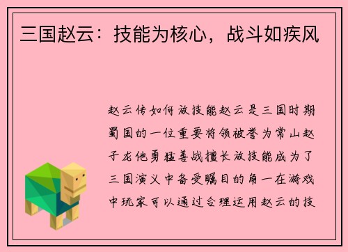 三国赵云：技能为核心，战斗如疾风